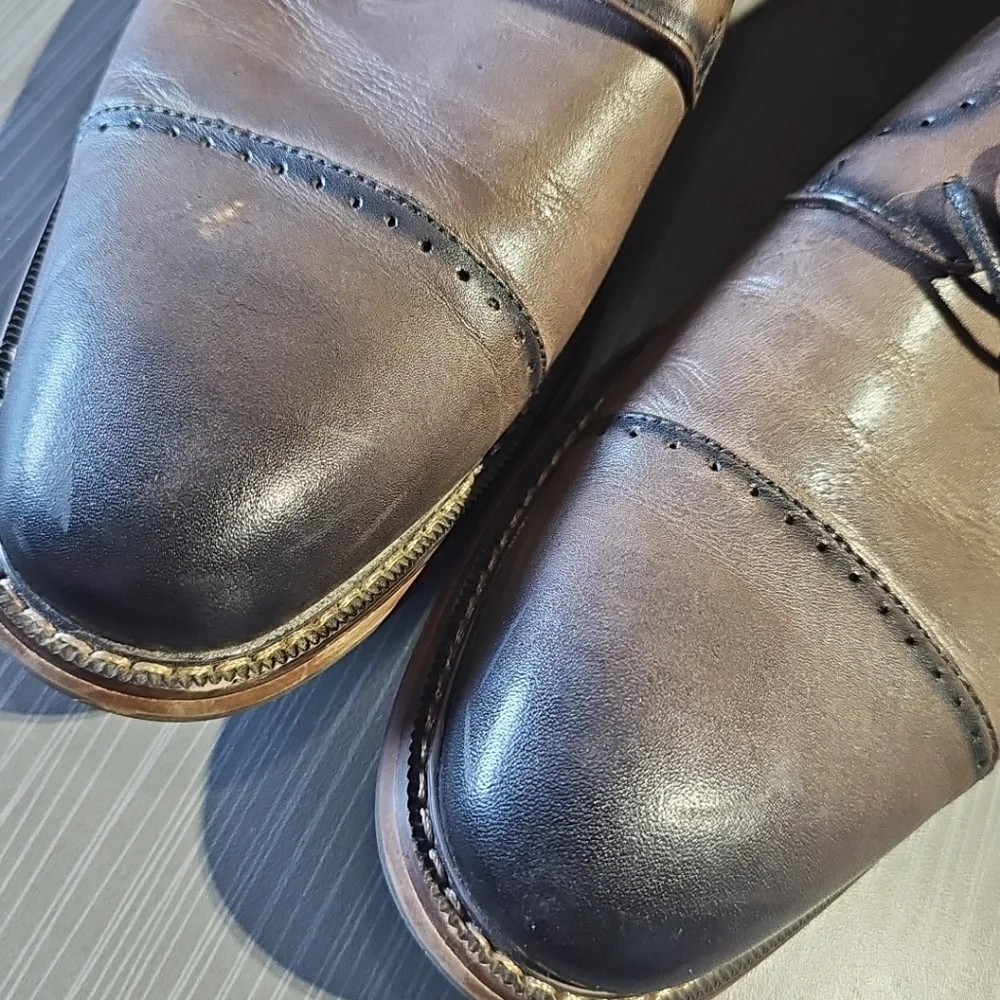 Stacy Adams Mens Balance Manmade Leather Oxford Shoes Size 9.5 Brown & Black EUC